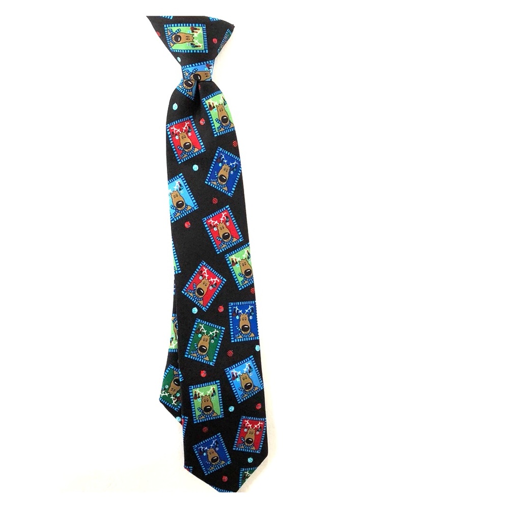 Toddler Boy’s Reindeer Clip On Necktie